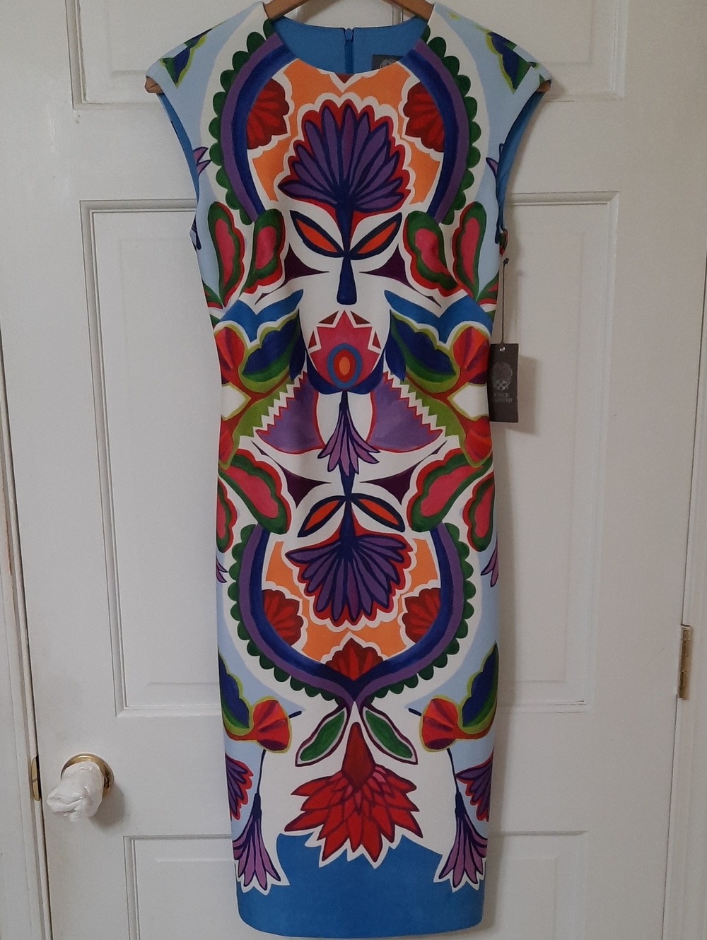 Vince Camuto Multicolor Floral Mosaic Midi Sheath Dress